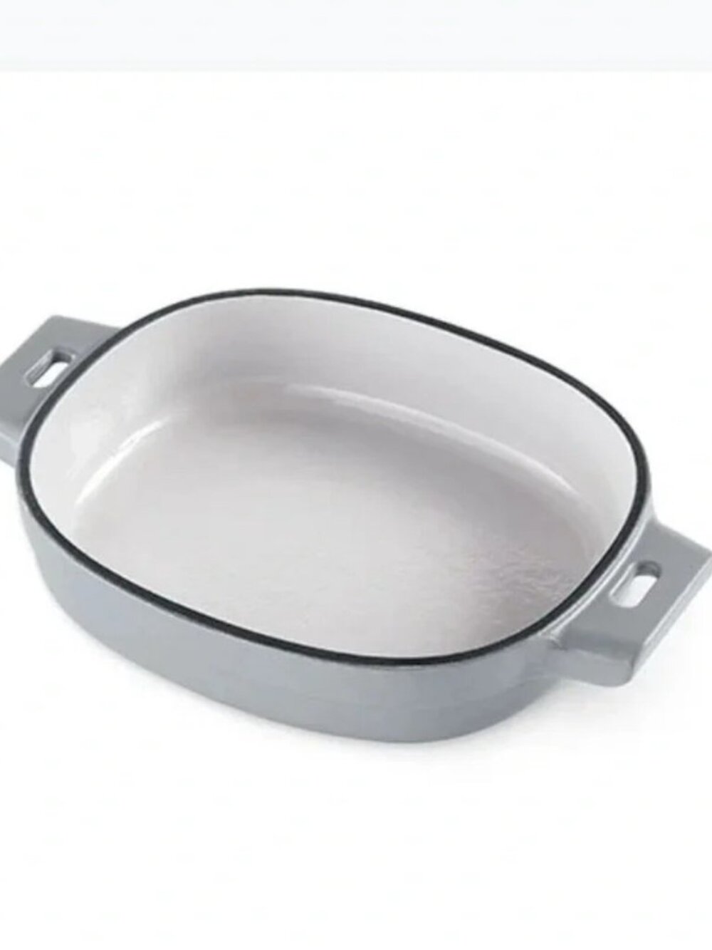 Pampered Chef Gray 1 Quart Enameled Heavy Cast Iron Baker w Handles 10" 100248